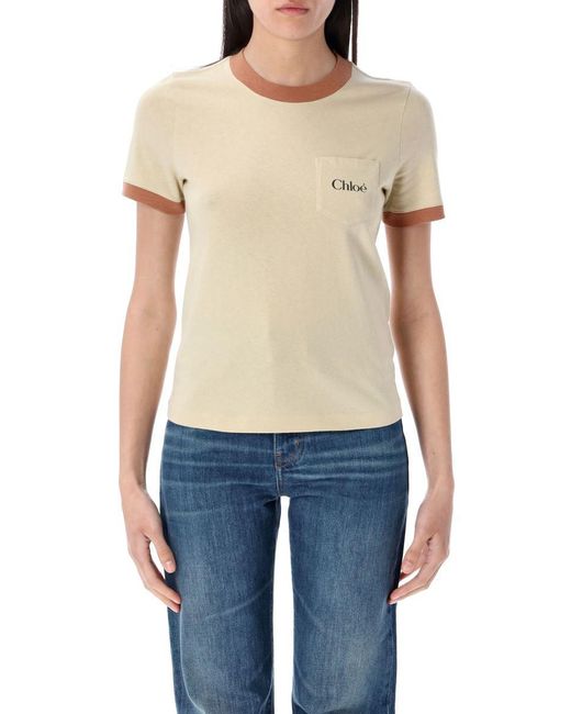 Chloé Blue Crew-Neck Logo T-Shirt