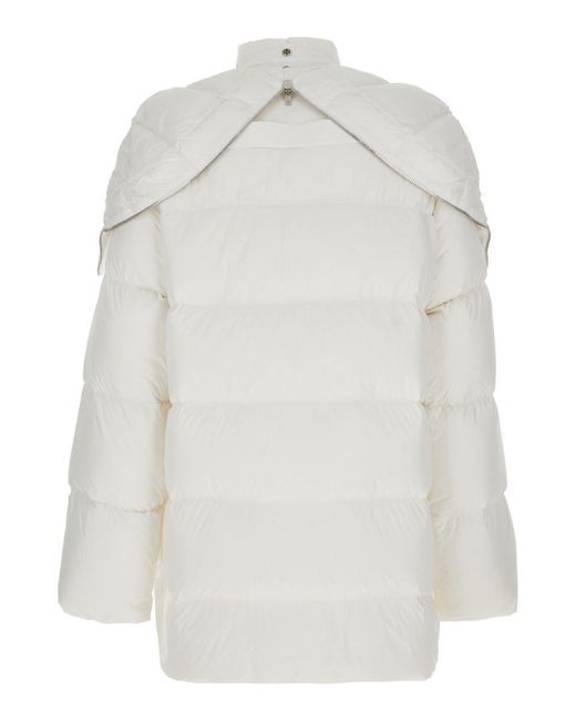 Moncler White 'Cyclopic' Down Jacket With Removable Hood And Logo Patch for men