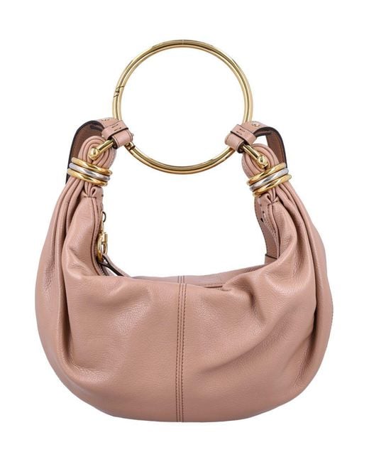 Chloé Pink Mini Grained Leather Hobo Handbag