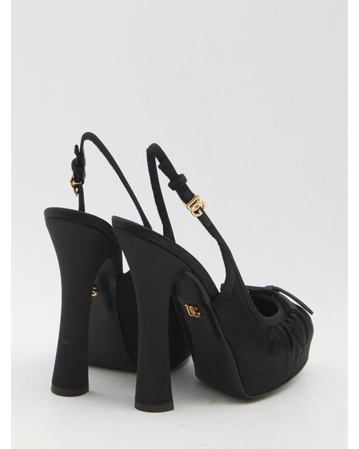 Dolce & Gabbana Black Dolce&Gabbana Satin Slingback Platform Shoes