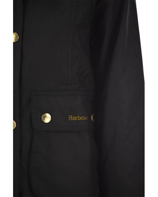 Barbour Black Beadnell Waxed Jacket With Crop Cut