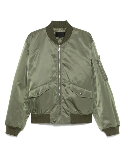 Prada Green Triangle-Logo Bomber Jacket for men