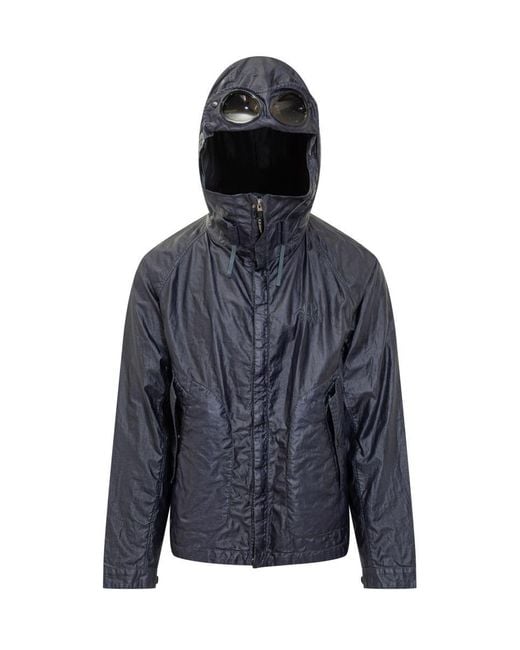 C P Company Blue Linen Wax Goggle Jkt for men