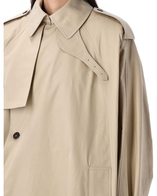 Saint Laurent Natural Cotton Twill Cape Trench Coat