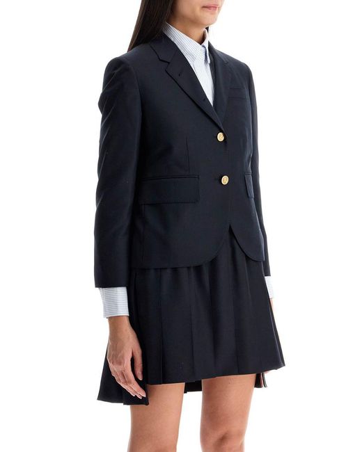 Thom Browne Blue Single-Breasted Cropped Jacket