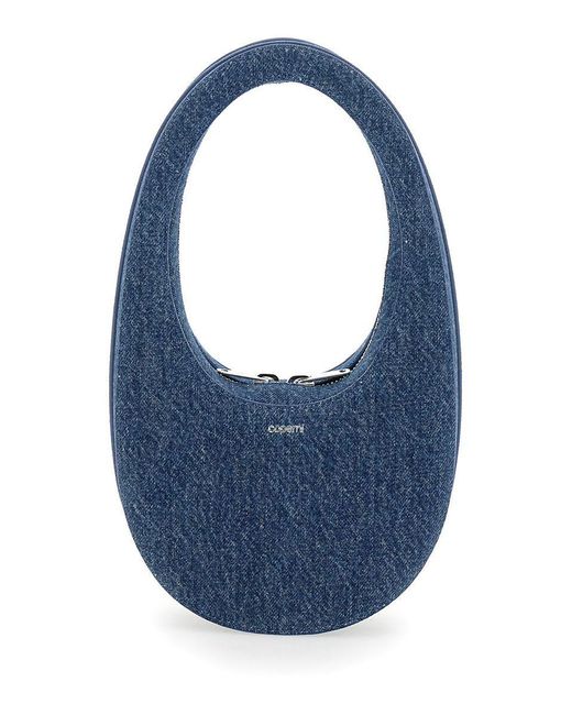 Coperni Blue 'Mini Swipe' Handbag With Embossed Logo