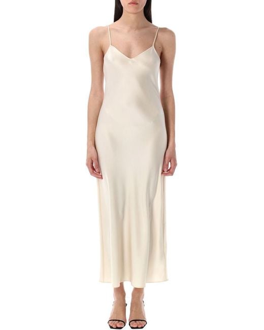 Ralph Lauren Natural Satin Midi Slip Dress