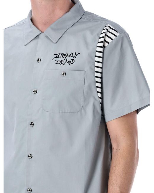 Brain Dead Blue Cobra Flocked Bowling Shirt for men