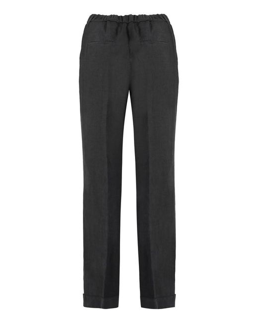 Peserico Black Linen Trousers