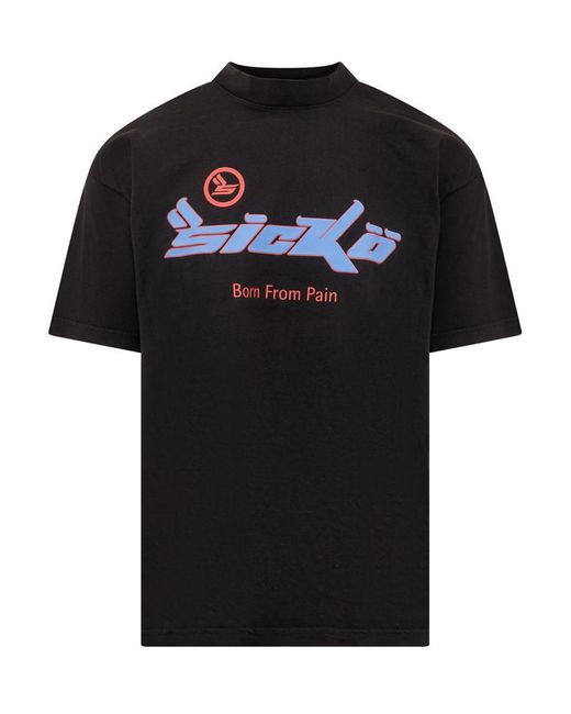 SICKO / Born From Pain Black T-Shirt With Logo for men