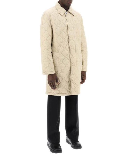 Burberry Quilted Nylon Midi Car Coat With in Natural for Men Lyst UK
