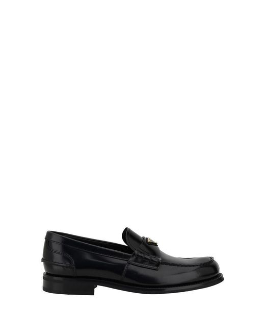 Prada Black Brushed Leather Loafers for men
