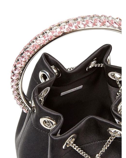 Jimmy Choo Black 'Bon Bon' Mini Handbag With Metal Crystal Bracelet Handle