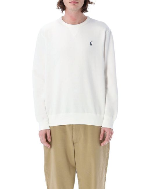 Polo Ralph Lauren White Classic Crewneck Sweatshirt for men