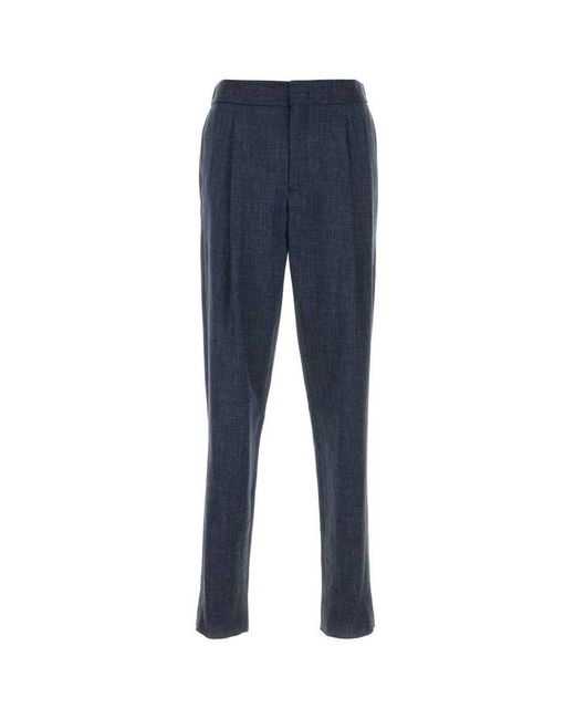 Giorgio Armani Blue Melange Wool Blend Pant for men