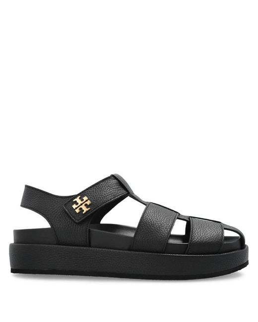 Tory Burch Black Kira Fisherman Sport Leather Sandals