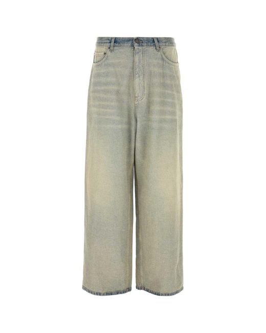 Balenciaga Green Denim Baggy Jeans for men