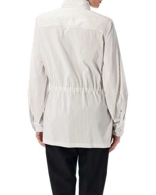 【送料&関税込】Fendi Striped Shirt Jacket Fendi Striped Jacket in White | Lyst