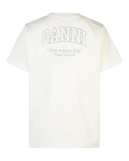 Ganni White Logo Organic Cotton T-Shirt