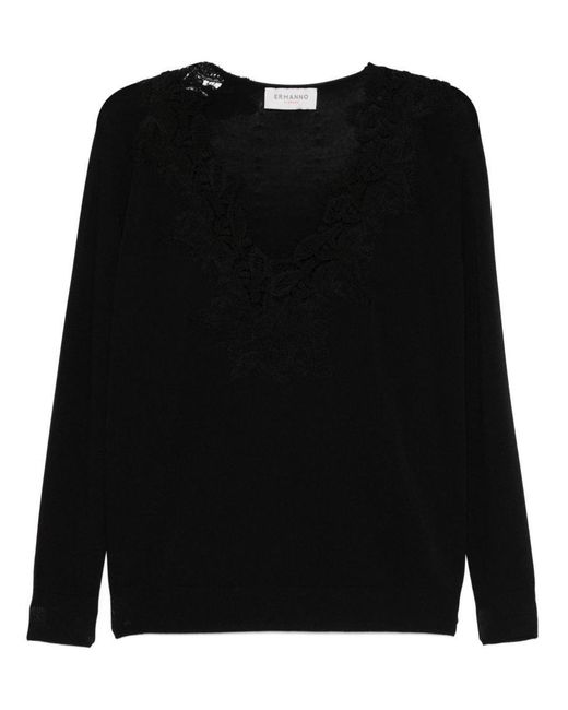 ERMANNO FIRENZE Black Lace Detail Top