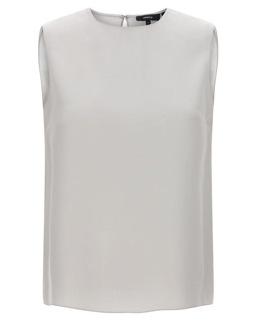 Theory Gray Silk Top