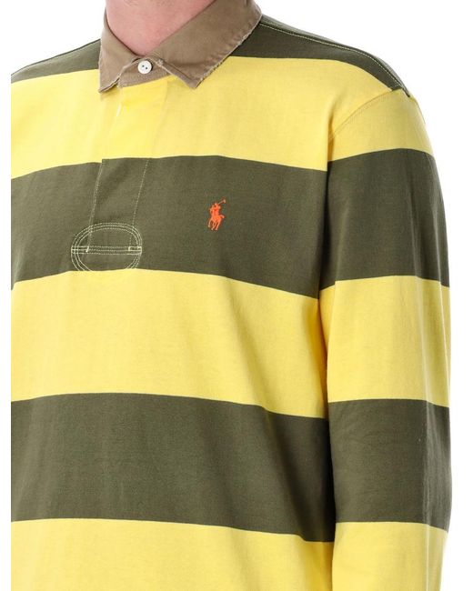 Polo Ralph Lauren Yellow Classic Fit Khaki-Collar Rugby Shirt for men