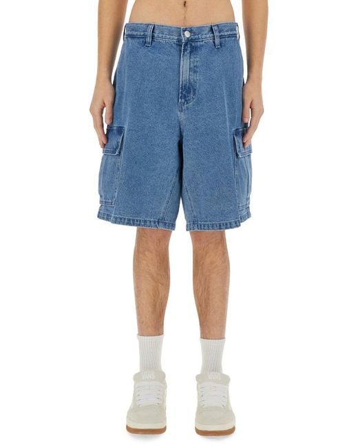 Obey Blue Baggy Bigwig Cargo Shorts for men