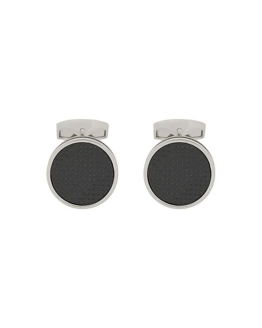 Tateossian Gray Cufflinks Round Palladium Carbon Fibre Accessories for men