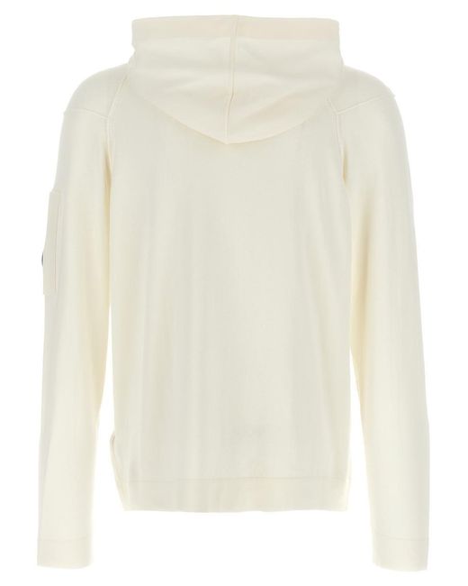C P Company White 'Sea Island' Hoodie for men