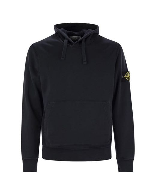 Stone Island Blue Hoodie With Badge for men