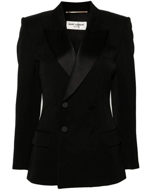 Saint Laurent Black Peak-lapels Double-breasted Blazer