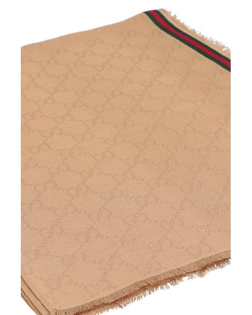 Gucci Natural Cotton-Silk Blend Scarf With Fringed Edges for men