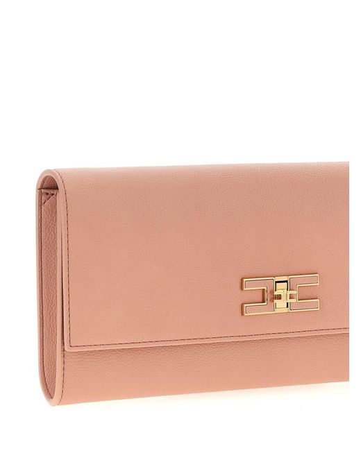 Elisabetta Franchi Pink Logo Clutch Bag