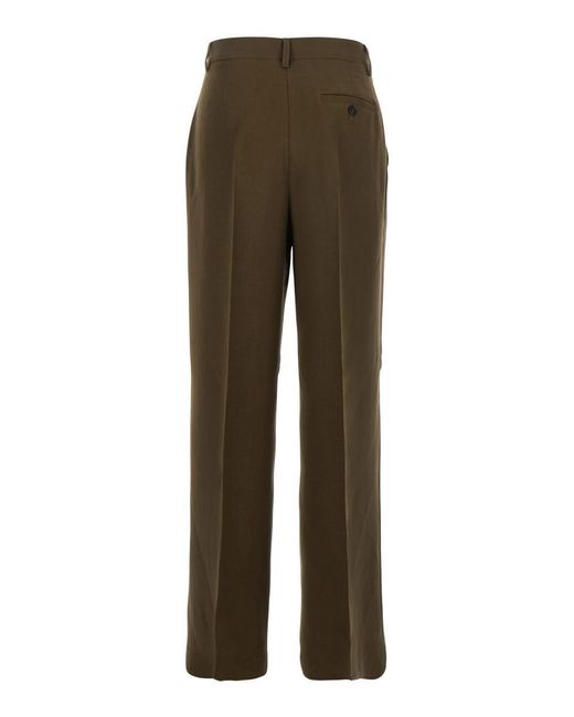 Pinko Green Pants With Belt Loops And Pleats
