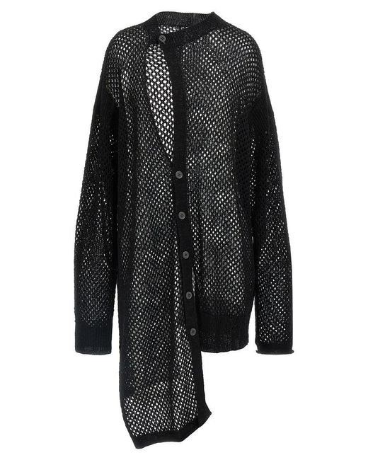 Yohji Yamamoto Black Asymmetrical Cardigan for men