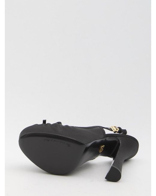 Dolce & Gabbana Black Dolce&Gabbana Satin Slingback Platform Shoes