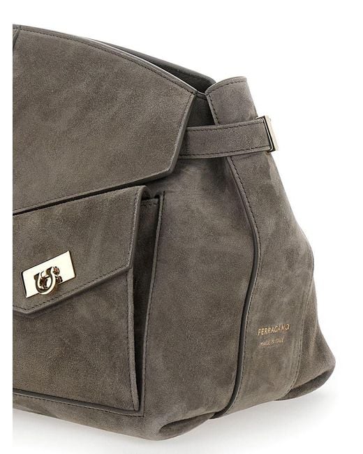 Ferragamo Gray Hug Pouch L