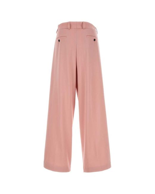 Dries Van Noten Pink Wool Wide-Leg Pant for men