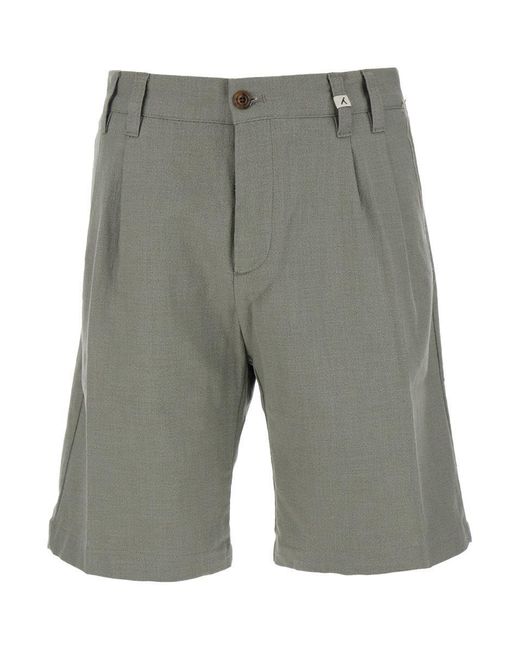 Myths Gray Bermuda Pants With Pences And Contrasting Stitching On The Pocket for men