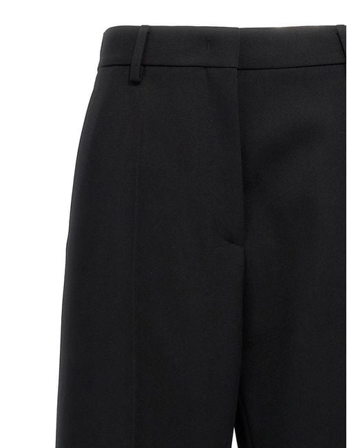 Valentino Garavani Solid Grisaille Wool Trousers With Wide