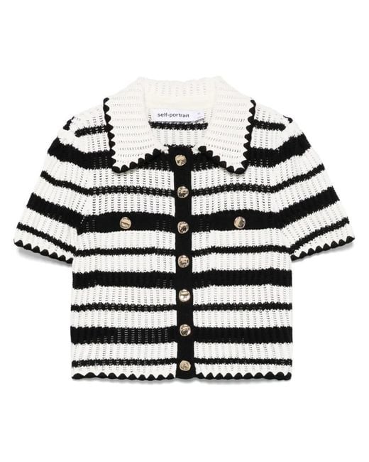 Self-Portrait White Striped Top