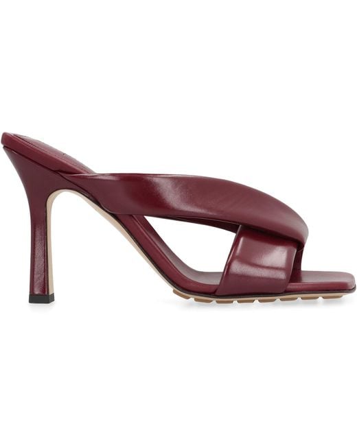 Bottega Veneta Red Riva Leather Mules