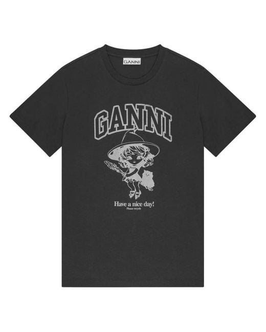 Ganni Black Printed T-Shirt