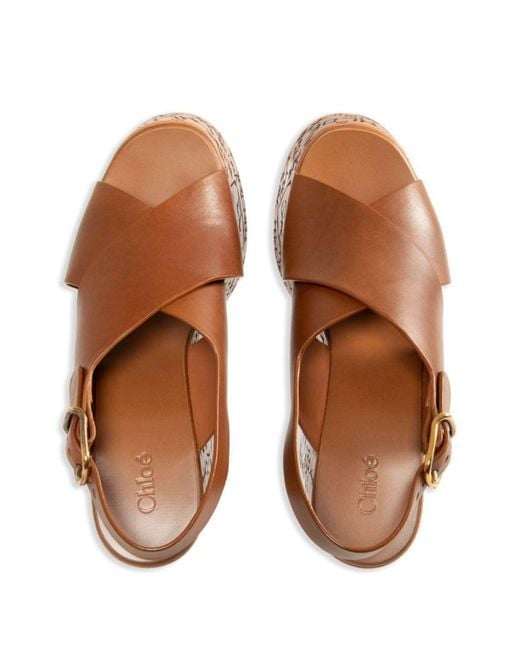 Chloé Brown Maxime Wedge Sandals