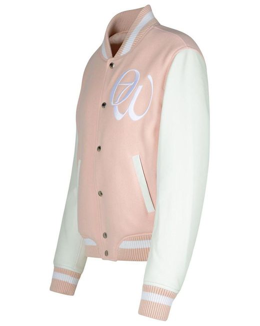 Off-White c/o Virgil Abloh Pink Off- 'Varsity' Fabric Blend Bomber Jacket