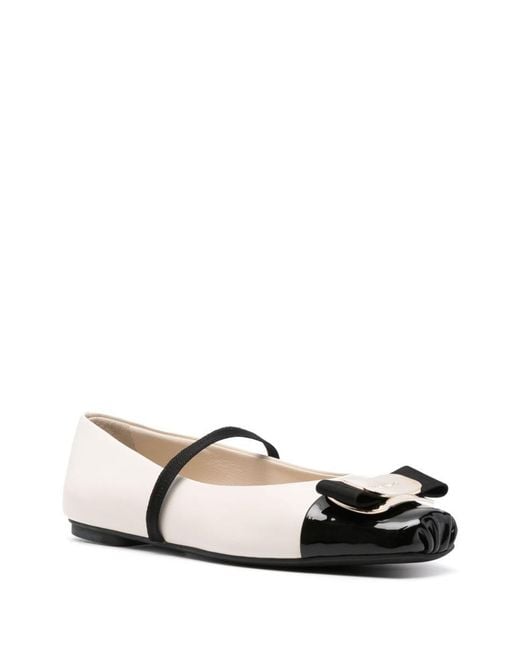 Ferragamo White Ballet Flats Zina Toe