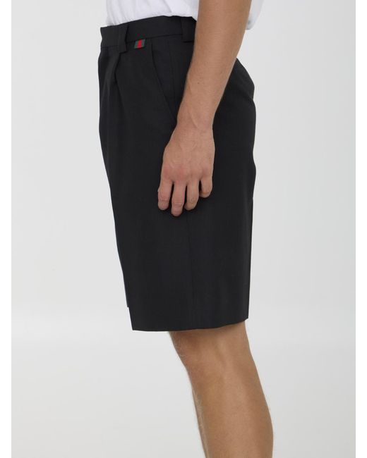 Gucci Black Wool Blend Bermuda Shorts for men