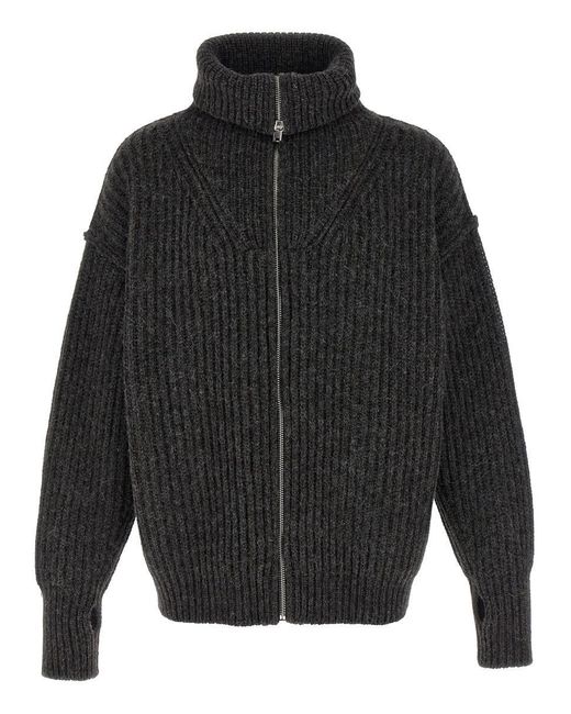 Lemaire Gray Ribbed Cardigan for men