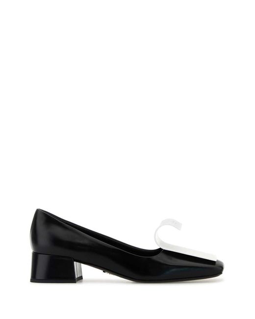 Prada Black Two-Tone Leather Pumps
