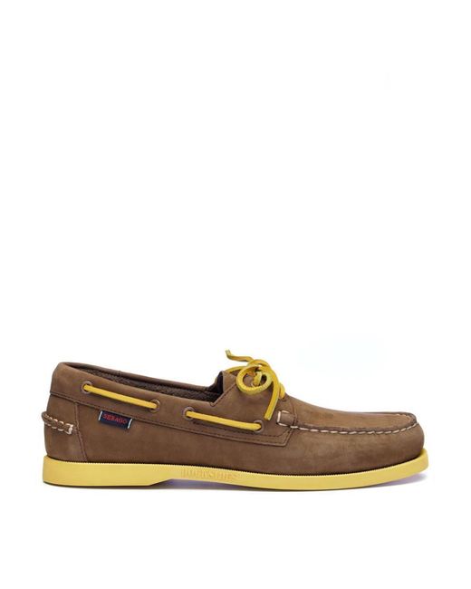 Sebago Brown Docksides Portland Nubuk Boat Shoes for men